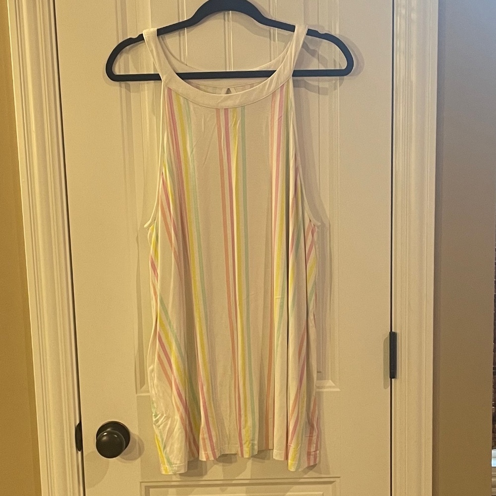 Torrid Halter Tank; Cream Stripe; Plus Size 3